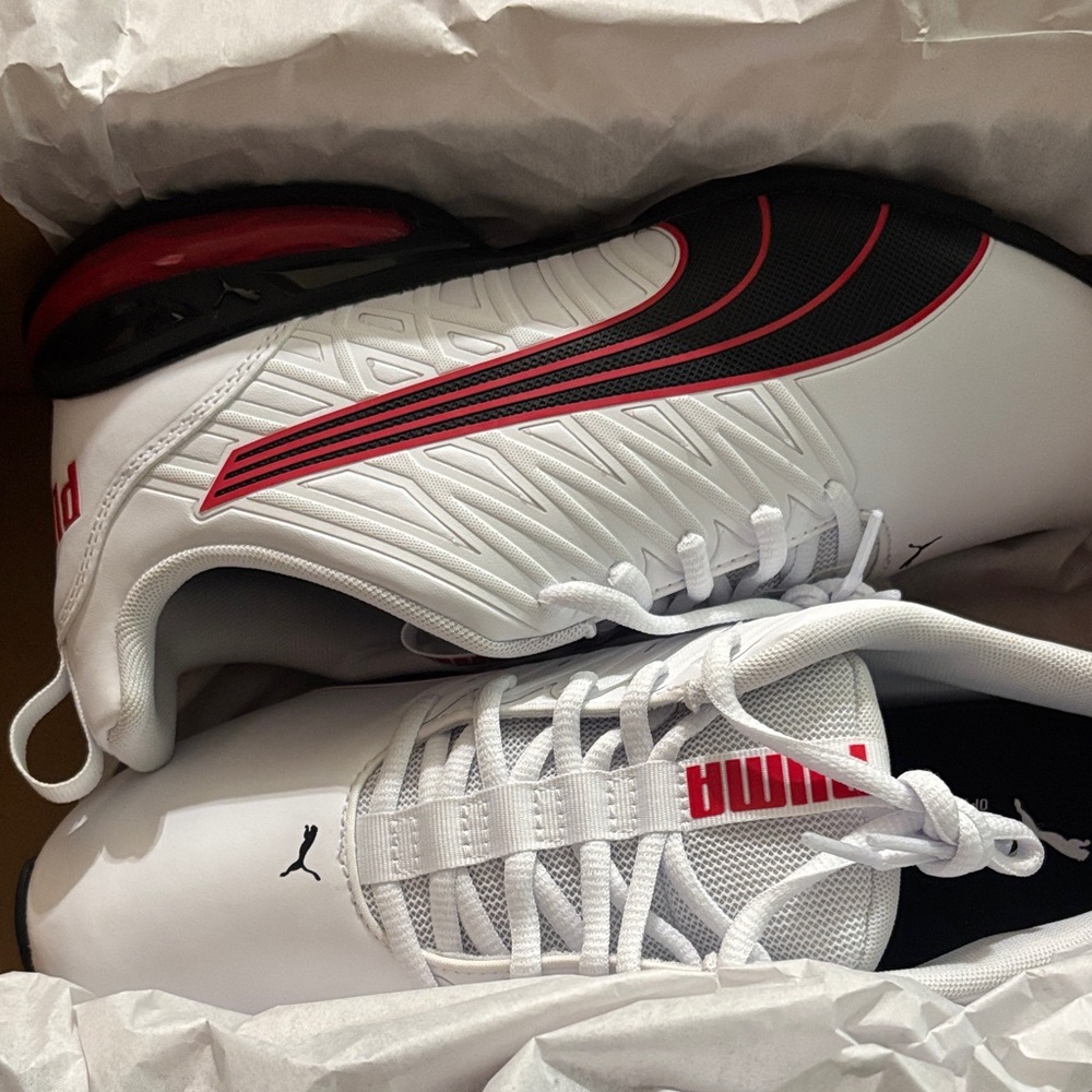 Puma Men’s White Black and Red Performance Athletic Shoes